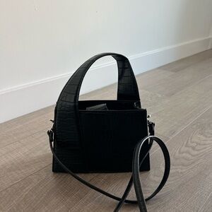 Zara Black Croc-Effect Mini Bag